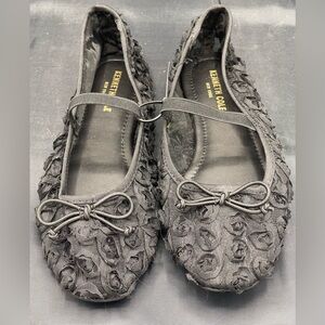 NEW Kenneth Cole Women's Myra Mesh Square Toe Ballet Flats Black Floral Mesh 7.5